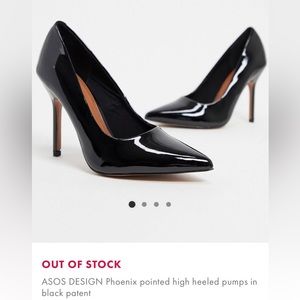 ASOS DESIGN Phoenix Pointed high heeled pumps in black potent, NWOT